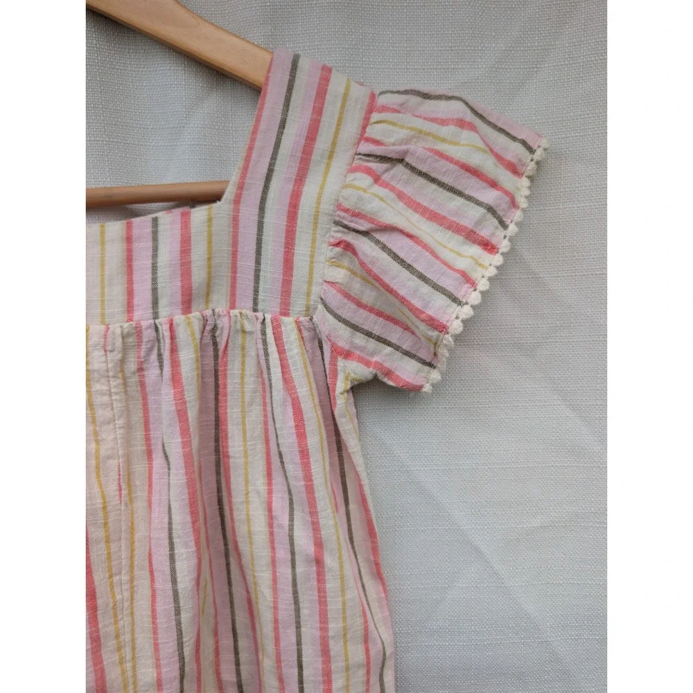 Old Navy Girls Striped Flutter Sleeve Wide Leg Jumpsuit‎ Size 5T Pink Cotton